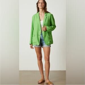 Velvet by Graham & Spencer Cassie Linen Blazer Pixie Green S NWOT